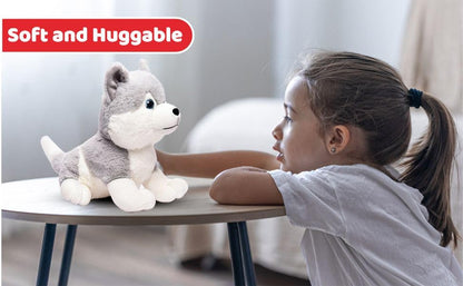 Webby Plush Husky Dog Stuffed Animal Puppy Soft Toy, Adorable Gifts for Kids and Adult, Glitter Eyes Soft Toy, 35CM (Grey)