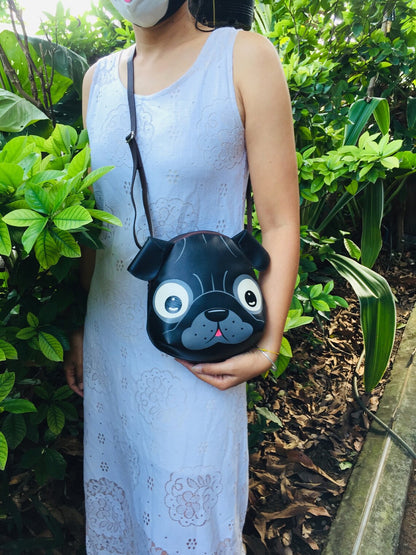 Smiling Black cat crossbody bag,hand painted bag,this compact synthetic leather sling bag, for carrying mobile phones and other essentials.