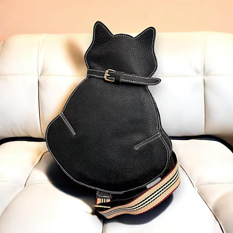 Cute Cat Crossbody Bag, Cute Bag, Womens Bag, Cat Lover Bag, Leather Crossbody Bag, Crossbody Bag, Shoulder Bag, Gift For Her